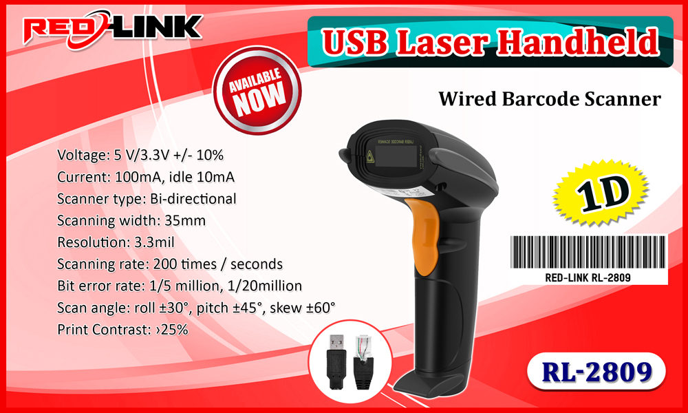 RL-2809 BARCODE SCANNER, PRINTER, DISPLAY redlink Sri lanka