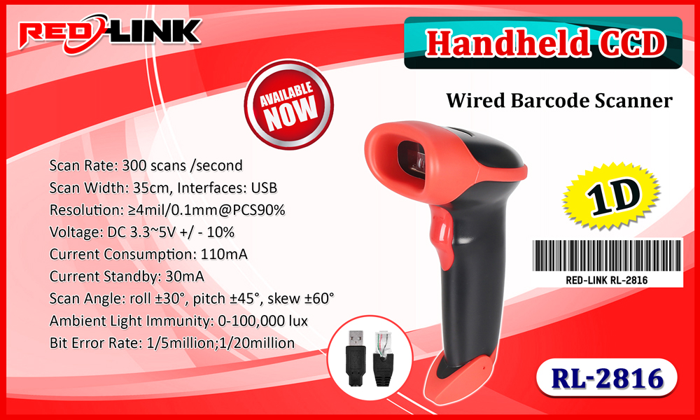 RL-2816 BARCODE SCANNER, PRINTER, DISPLAY redlink Sri lanka