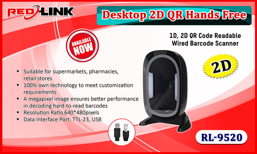 RL-9520 BARCODE SCANNER, PRINTER, DISPLAY redlink Sri lanka