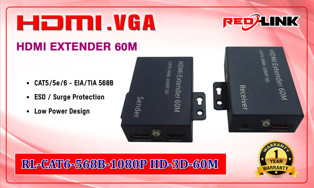 RL-CAT6-568B-1080P-HD-3D-60M RL-HDMI redlink Sri lanka